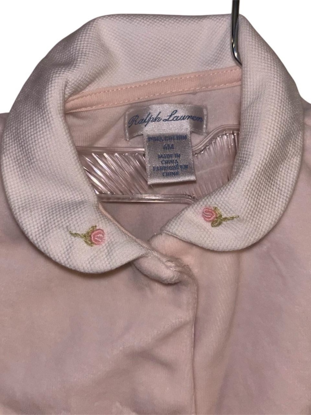 Ralph Lauren Pink Baby Girl Sleeper with Embroidered Collar 🩷